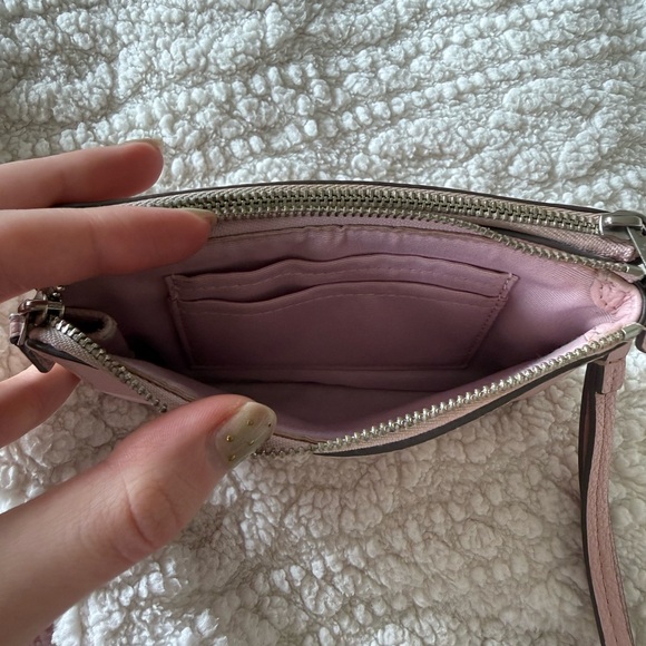 Vintage Coach Y2K Light Pink Pebbled Leather Wristlet Wallet Double Zipper - Picture 11 of 11